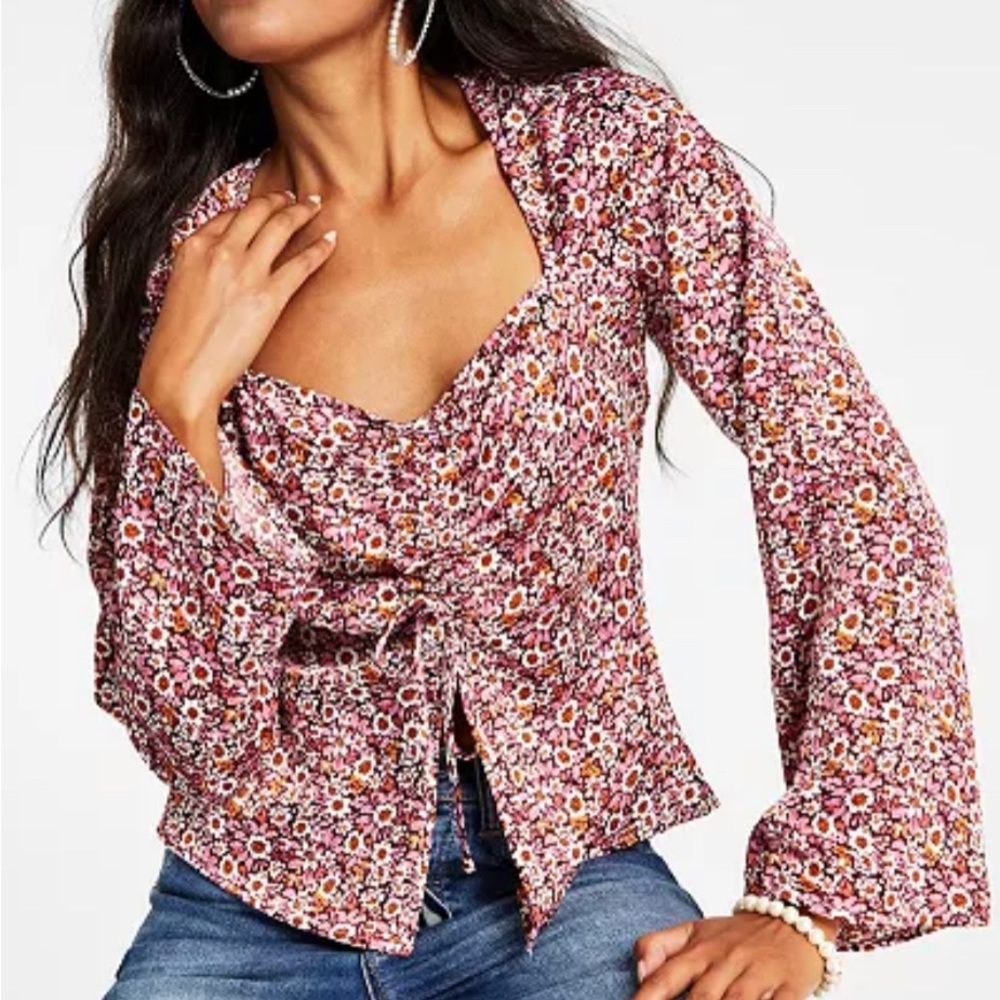 🔥NWT🔥 LEYDEN 🔥Blouse 
Women's Ruched Floral-Print Peplum Top🔥